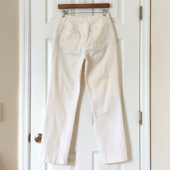 St. John Sport Lightweight High Waisted Relaxed Fit Straight Leg Pants Cream 4 - Picture 6 of 16